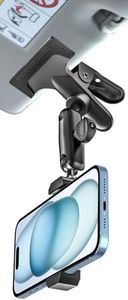 woleyi Car Sun Visor Phone Holder - [Metal Magic Arm] Cell Phone Holder for Car Mount with 1/4'' Screw Camera Clamp, for iPhone 15 14 13 12 Pro Max, Android Smartphone, Gopro, Dashcam and Accessories