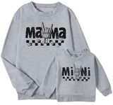 Mommy and Me Matching Outfits Letter Print Crewneck Pullover Sweatshirt Long Sleeve Shirt Tops Baby Clothes