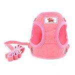 Zunea Small Dog Harness and Lead Sets No Pull Adjustable Reflective Step-in Soft Mesh Corduroy Vest Harnesses for Boy Girl Pet Dogs Puppy Chihuahua Cats Pink S