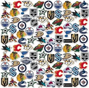 NHL Hockey Western Conference 100ct Vinyl Large Deluxe Stickers Variety Pack - Laptop, Water Bottle, Scrapbooking, Tablet, Skateboard, Indoor/Outdoor - Set of 100