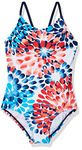 Kanu Surf Big Girls' Daisy Beach Sport 1-Piece Swimsuit, Red/White/Blue, 14