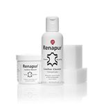 Renapur Leather Care Kit - 200ml Leather Balm, 250ml Leather Cleaner & 4 Applicators - Leather Sofa, Shoe, Bags, Car Seats, Saddlery & Tack - Clean & Feed Kit - Leather Restorer, Softener & Protector