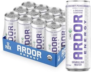 ARDOR ENERGY Sparkling Water Blueberry Pom 12 pack with 100mg Organic Caffeine from Green Tea & 200mg Organic L-Theanine (Focus & Calm). No Sugar. No Calories. Vegan. Gluten Free.