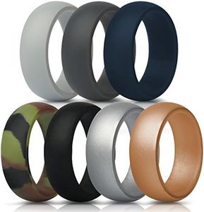 ThunderFit Silicone Wedding Rings for Men, 7 Rubber Engagement Bands 8.7mm Wide 2mm Thick