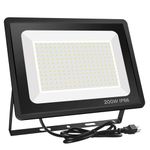 Gopretty 200W LED Flood Light, Outdoor Waterproof IP66 with Plug, 6000K Daylight White Super Bright Floodlight for Yard, Garden, Garages