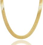 L & L Nation Herringbone Necklace Jewelry Chain 90s Hip Hop Bling: 14K Gold Plated Snake Chain Necklace - Herringbone Costume Jewelry for Men - Perfect for Fashion Jewelry and Bling Jewelry Lovers