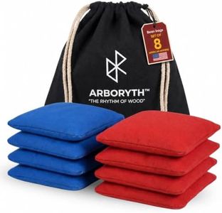 ARBORYTH Canvas Duck Cloth Cornhole Bean Bags Set - Red & Blue, Set of 8