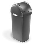 simplehuman 60 Liter / 16 Gallon Swing Lid Trash Can, Grey Plastic