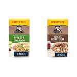 QUAKER Apples & Cinnamon Family Pack Instant Oatmeal (18 Packets x 33 g), 594g with Maple & Brown Sugar Family Pack Instant Oatmeal (18 Packets x 43 g), 774g