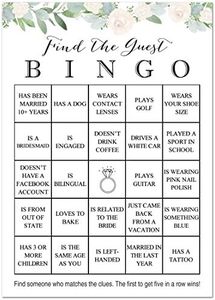 InvitationHouse 24 cnt Find The Guest Bingo Bridal Shower Games - Greenery Floral Bridal Shower Game