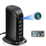 Wifi Hidden Spy Camera, HD 1080P Wireless USB Charger Camera, 5 Port USB Hub Nanny Cam Live Streaming, Motion Detection, APP Remote Control for Home Office Security