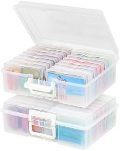 IRIS USA 4" x 6" Photo Storage Craft Keeper, 2 Pack, Main Container with 16 Organization Cases for Pictures, Crafts, Scrapbooking, Stationery Storage, Protection and Organization, Clear