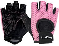 LeerKing Workout Gym Weight Lifting Gloves with Flexible Thin Padding, Enhanced Palm for Men Women Pull ups Exercise Fitness Rowing and Cycling Pink S