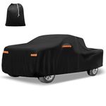 X AUTOHAUX Truck Car Cover for GMC Sierra Crew Cab 6.6ft Bed 2014-2023 210D-PU Oxford Outdoor Full Truck Car Cover with Driver Door Zipper Black