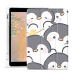 JOYLAND Cute Penguin Pad Case for 8.3" iPad Mini 6 with Pencil Holder, Clear TPU Foldable Smart Stand Back Cover, Auto Wake/Sleep Full Body Protective Anti-Slip Shockproof Protective iPadCase