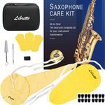 Libretto Alto Saxophone Cleaning Kit with EVA Case, Including 2 Microfiber Cleaning Swabs, 16 Mouthpiece Cushions, Mouthpiece Brush, Dust Brush, Thumb Cushion, 3 Microfiber Pad Dryers.