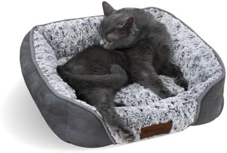KINGROCK Square Washable Dog Bed for Medium Small Dog Bed, Bolster Dog Bed for Washable, Rose Circle Plush for Thick Dog Bed