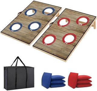 Portable Cornhole Board Set 3 * 2FT Wooden Corn Hole Games for Adults Kids with 6 Bean Bags Cornhole Games for Indoor and Outdoor Party Camping Equipment