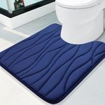 Buganda Memory Foam Toilet Rugs U-Shaped 24x20, Ultra Soft and Absorbent Bathroom Rugs, Non-Slip Toilet Bath Mat, Machine Wash Dry, Contour Bath Rugs for Toilet Base, Navy