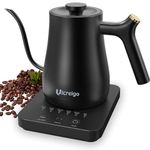 Gooseneck Electric Kettle,Ulcreigo Tea Kettle for Boiling Water,Temperature Control with 5 Variable Presets,Hot Water Boiler Heater for Pour Over Coffee, Keep Warm 2 Hours,304 Stainless Steel(Black)