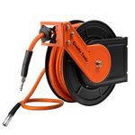 Giraffe Tools Retractable Air Line Reel 15m+1m, Wall Mounted Air Hose Reel 3/8" Hybrid Hose, Pneumatic Heavy Duty Steel Reel with 1/4" Quick Coupler