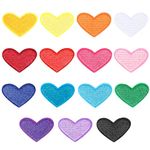 AUGSUN 30pcs Colorful Heart Iron On Patches Clothing Embroidered Mini Heart Sew on Patches Applique Repair Patch