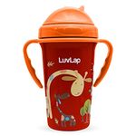 LuvLap Tiny Giffy Sippy Cup, Silicone Straw, BPA Free, 300 ml 18m+ (Orange)