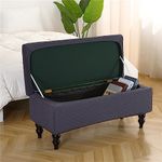Highdi Stretch Ottoman Cover Rectangle, Elastic Ottoman Slipcover Folding Ottoman Storage Bench Covers Washable Footstool Protector Covers (120-160cm,dark grey)
