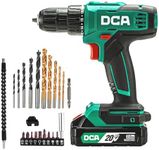 DCA Cordless Drill Set, 354 in-lbs Torque, 3/8" Keyless Chuck, Electric Power Drill with 2.0Ah Battery and Charger,18+1 Position,25-Piece 20V Drill Driver Kit, ADJZ2035