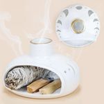 ZenBless 3 in 1 Incense Holder for Palo Santo Sticks Sage Bundles Cone Incense, Handcrafted Ceramic Incense Burner Holder Ash Catcher with Chimney, Smudge Bowl for Yoga Meditation Room (Moon Phase)