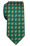 Retreez Christmas Adorable Gingerbread Man Woven Microfiber 2.4" Skinny Tie - Green