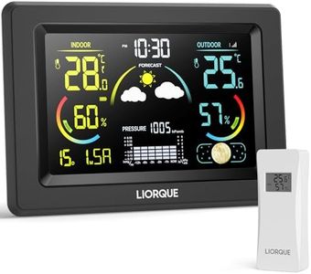 LIORQUE Weather Stations with Outdoor Sensor Wireless Weather Stations for Home, Indoor Outdoor Thermometer Hygrometer Wireless Temperature Humidity Monitor with Barometer, Date, Weather Forecast