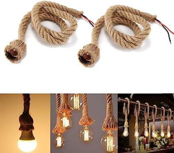Weskjer E27 Lampada a sospensione con cavo di base, Konesky Vintage Canapa a fune a testa singola Lampade a sospensione Corda 3.3ft / 1M