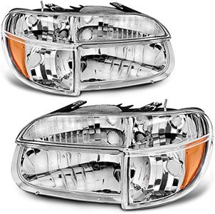 AUTOSAVER88 Headlight Assembly Compatible with 1995-2001 Ford Explorer/1997 Mercury Mountaineer OE Style Replacement Headlamps Chrome Housing with Amber Reflector Clear Lens + Corner Lights