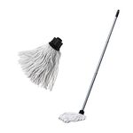 Addis Cotton Mop Made from Recycled Cotton with 3 Piece Handle and Extra replacement Mop Head, Metallic and Grey. Easy To Assemble