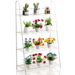 DOEWORKS 4 Tier Metal Plant Stand Storage Rack Shelf Pot Holder for Indoor Outdoor Use, White