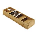 Joseph Joseph Drawer Store - Compact Cutlery Drawer Organizer, 5 compartments, holds 24+ pieces - Bamboo