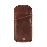 Maxwell Scott Personalised Quality Leather Slim Glasses Case Holder | The Rufeno | Handcrafted In Italy | Chestnut Tan Brown