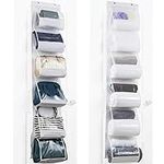 ZOBER Purse Organizer For Closet - Over The Door Purse Organizer W/ 6 Pockets for Easy Purse Storage - Durable Metal Hooks - Purse Rack W/Clear Pockets - White (2 Pack)