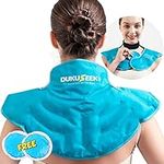 Neck and Shoulder Ice Pack, DUKUSEEK Large Flexible Cold Wrap with Adjustable Strap for Upper Back, Neck, Shoulder Pain Relief, Reusable Hot Cold Therapy for Injuries, Swelling, Bruises, Sprain