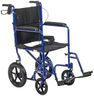 Drive Medical Lightweight Expedition Folding Transport Wheelchair with Hand Brakes - Portable Support - Large Rear Wheels - Compact Folding - Comfortable Design - Blue