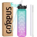 GOPPUS 500ml/17oz Kids Water Bottles with Straw BPA Free Childrens Water Bottle Leakproof Drinks Bottle for School Tritan Girl Boy Sports Water Bottle Reusable Toddler Water Bottle with Time Markings