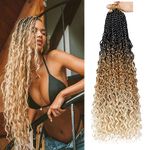 COOKOO 24 Inch Goddess Box Braids Crochet Hair 8 Pack Bohemian Hippie Box Braids Pre-looped Crochet Hair With Curly Ends Synthetic Crochet Braiding Hair for Women 1B2460#