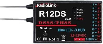 RadioLink R12DS 12CH DSSS FHSS 12 Channel RC Receiver 2.4Ghz for AT9 AT10 AT10II Transmitter Remote Controller System Radio Aircraft Helicopter Drone