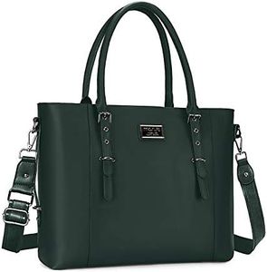 MOSISO Laptop Tote Borsa (Fino a 17,3 Pollici),Resistente All'acqua PU Leather Business Spalla Borsetta Compatibile con MacBook & Notebook Grande Capacità con Scomparto Imbottito, Tempesta Verde