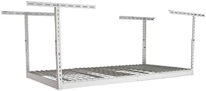 MonsterRax Overhead Garage Storage Rack - Heavy Duty Racks for Garage with 400 lb Capacity, Easy Garage Shelving, Adjustable Storage Rack, Ceiling Mount Storage Shelves 3x6 White (18"-33")