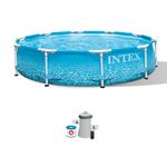 INTEX 28207EH Beachside Metal Frame Above Ground Swimming Pool Set: 10ft x 30in – Includes 330 GPH Cartridge Filter Pump – Puncture-Resistant Material – Rust Resistant – 1185 Gallon Capacity