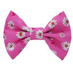 New Dog Bow Tie Bowtie flowers pink summer Cotton Elastic Band attach COLLAR ACCESSORY Handmade UK (Pink flowers MEDIUM)