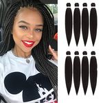 DIFUNEE Pre-stretched Braiding Hair - 22 Inch 8 Packs Dark Brown Long Braiding Hair For Twist or Box Braids, Yaki Texture Hot Water Setting Synthetic Braiding Hair Extensions (22 Inch, #2-8P)