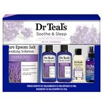 LETANG Dr Teal's Lavender Soothe & Sleep Full Regimen 5-Piece Gift Set (Epsom Salt Soaking Solution, Foaming Bath, Body Wash, Moisturizing Bath & Body Oil, Pillow Spray)